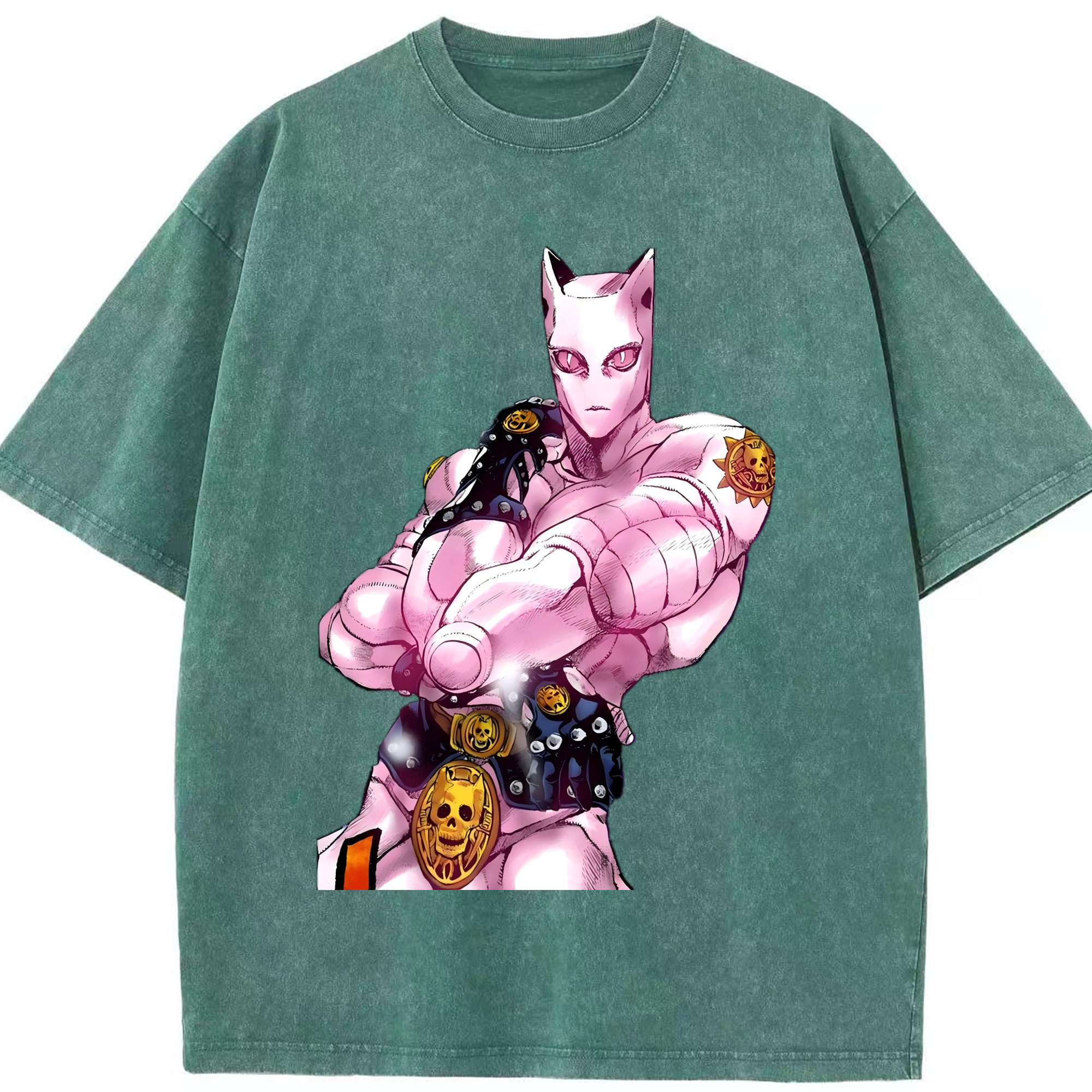 （画像用） ジョジョの奇妙な冒険 きら よしかげ JoJo's Bizarre Adventure Kira Yoshikage 綿100% ヴィンテージ風 半袖Tシャツ（フロントプリント）